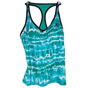 ZeroXposur Mermaid Tie Dye Tankini Swim Top | Women's Size 12 | Teal White